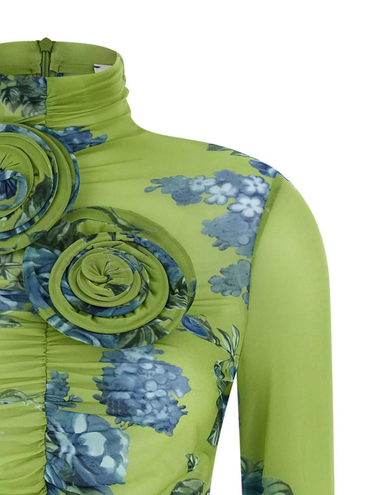 Magda Butrym Embellished Floral High Neck Ruched Top