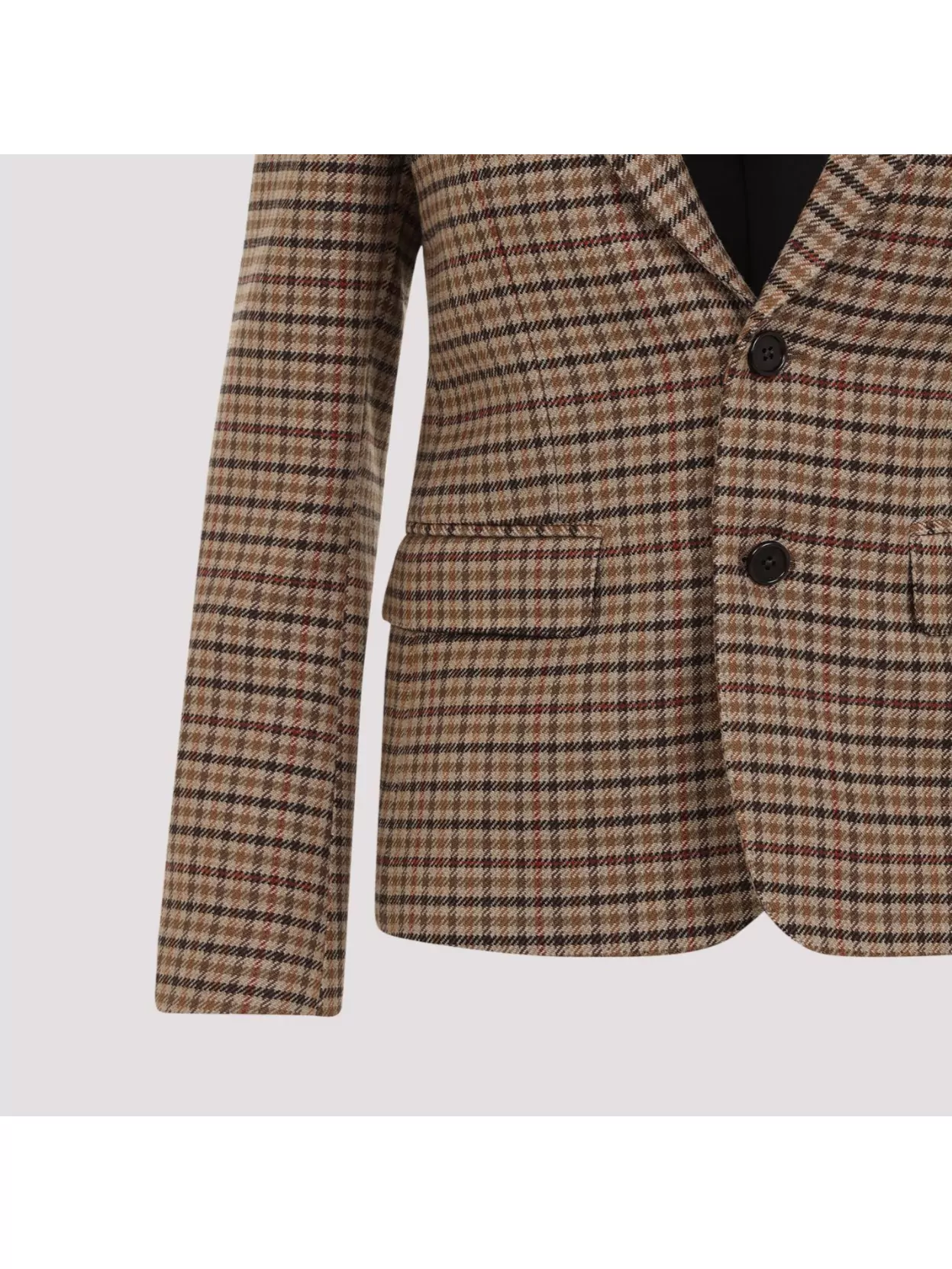 Celine Wool Checked Jacket Notched Collar In Metallic