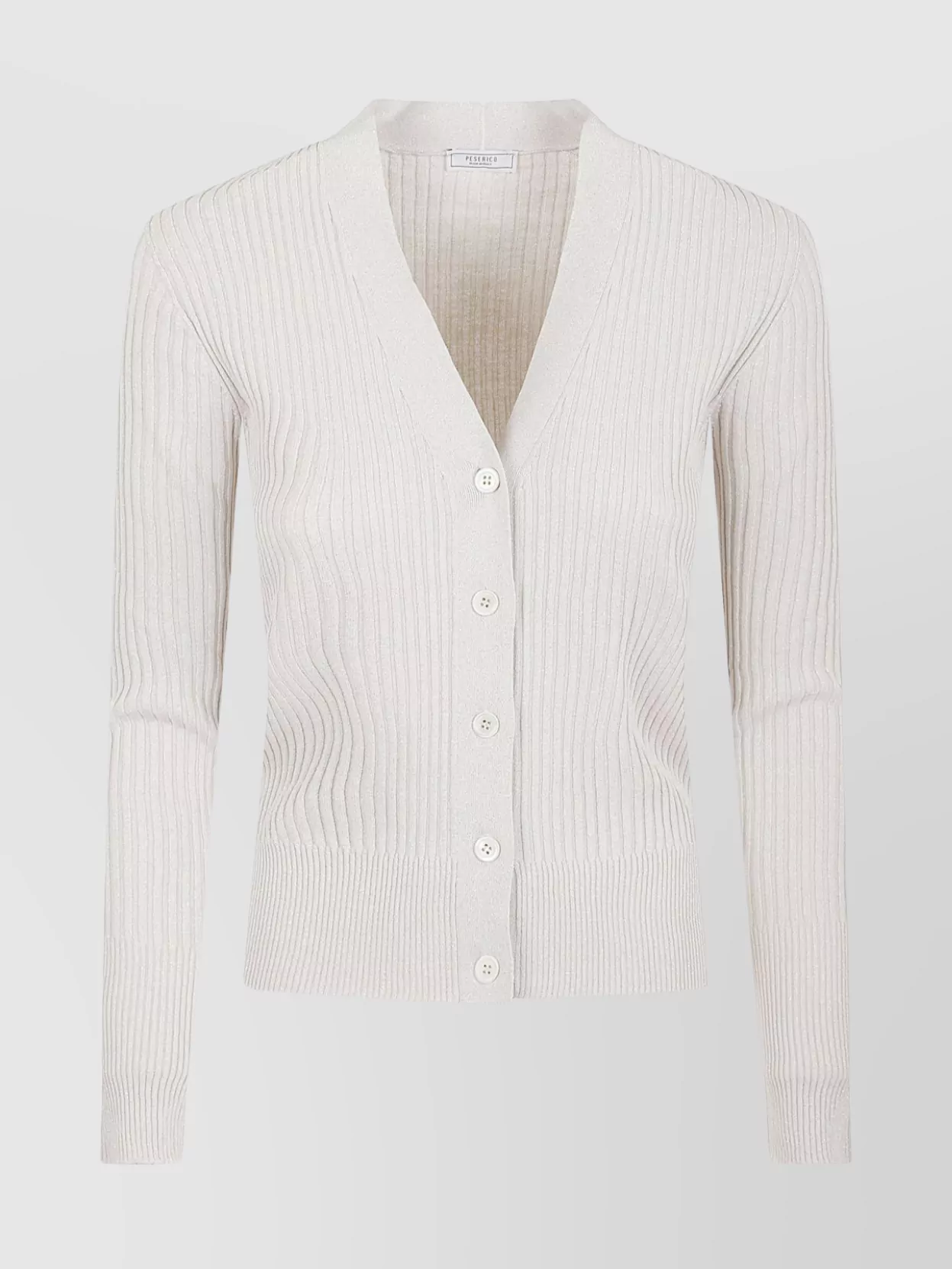 Peserico Long Sleeve V Neck Knit Sweater In White