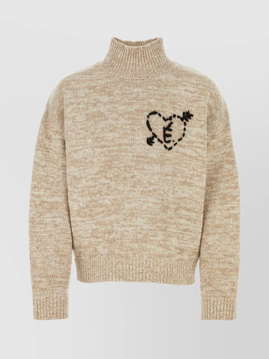 Shop Etudes Studio Drop Shoulders Textured Wool Sweater In Brown