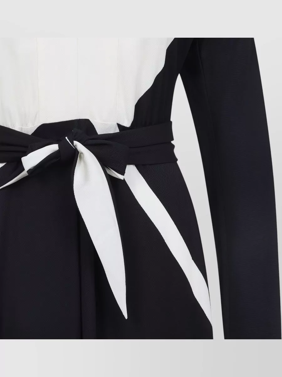 Alberta Ferretti Printed V-Neck Long-Sleeve Midi Dress