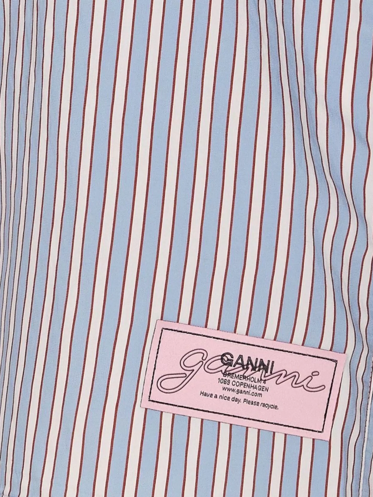 Ganni Multicolor Shirt With All-over Stripes And Logo Patch On The Front In Viscose Blend Woman