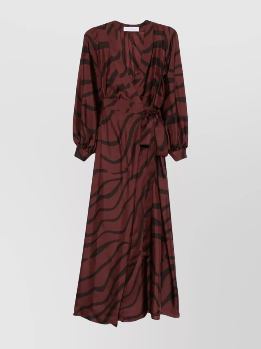Raquel Diniz Wrap Dress With Long Sleeves And Tie Waist In Brown