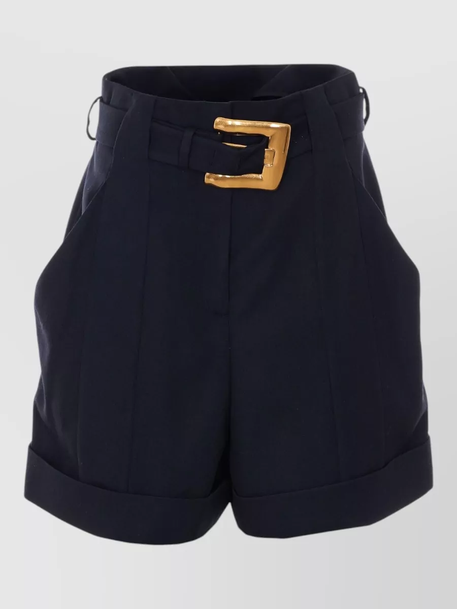 Balmain Belted wool tailored shorts