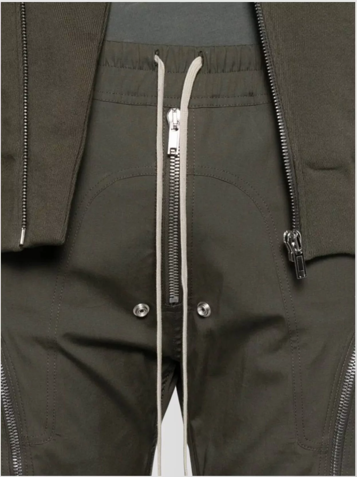 Rick Owens Slim Fit Cargo Trousers Featuring Zippers