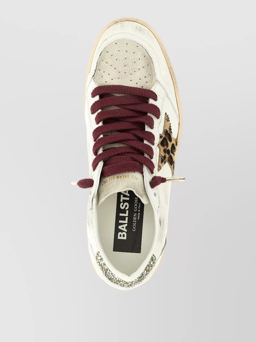 Golden Goose Ball Star Sneakers Leopard Emblem Glitter Heel