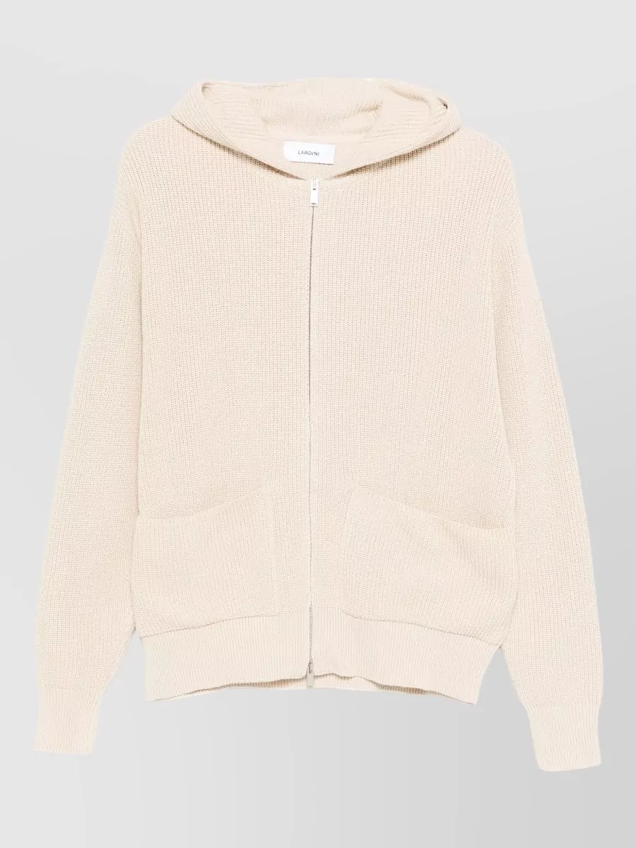 Lardini ribbed knit cotton hooded jacket