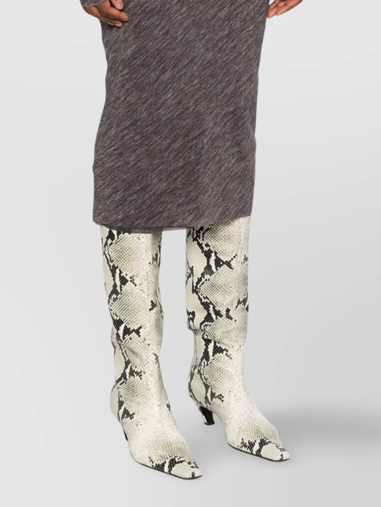 Philosophy Di Lorenzo Serafini Stretch Tulle Printed Pencil Skirt In Gray