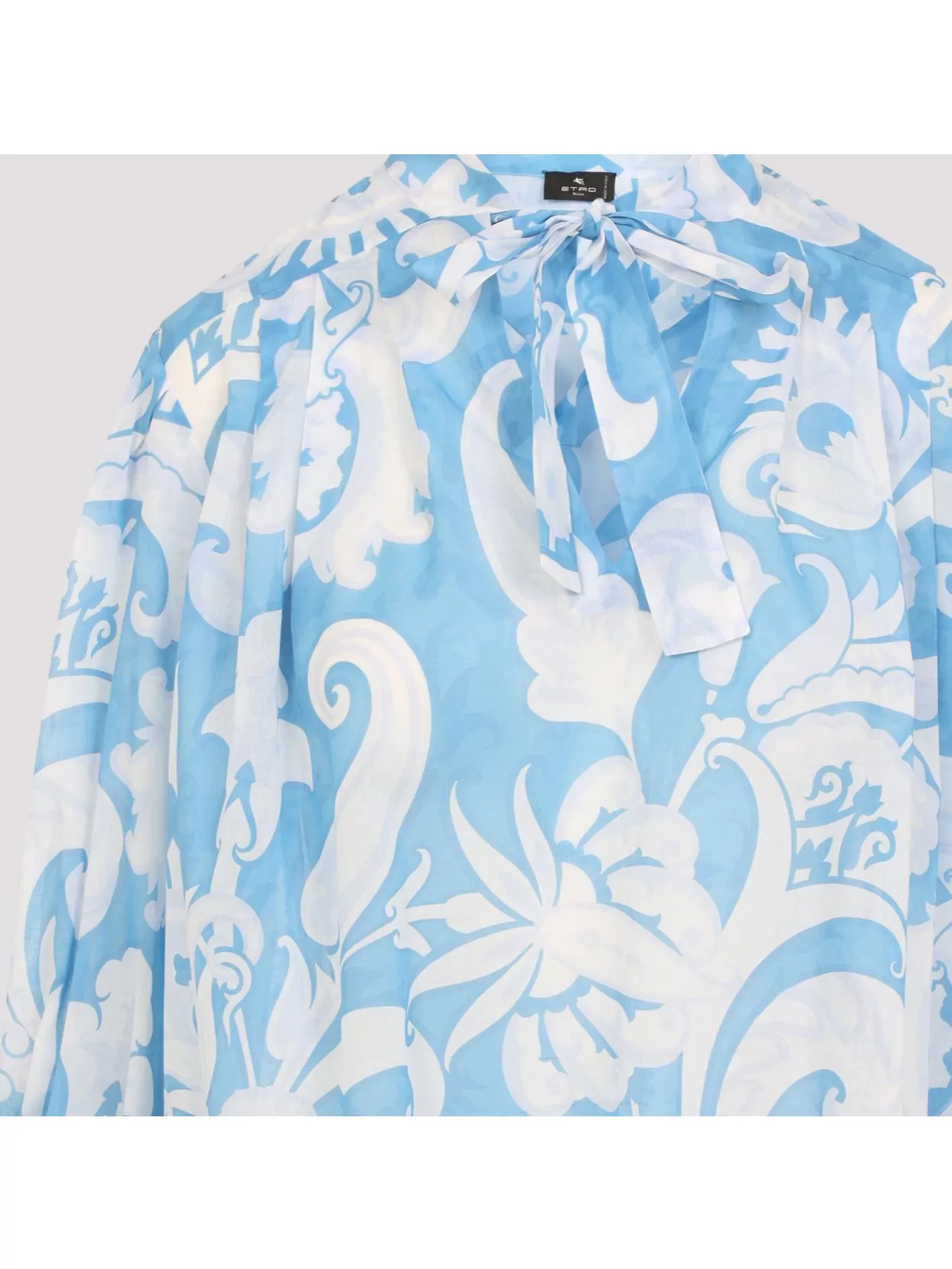Etro Loose-fit Cotton Shirt With V-neck And Floral Pattern