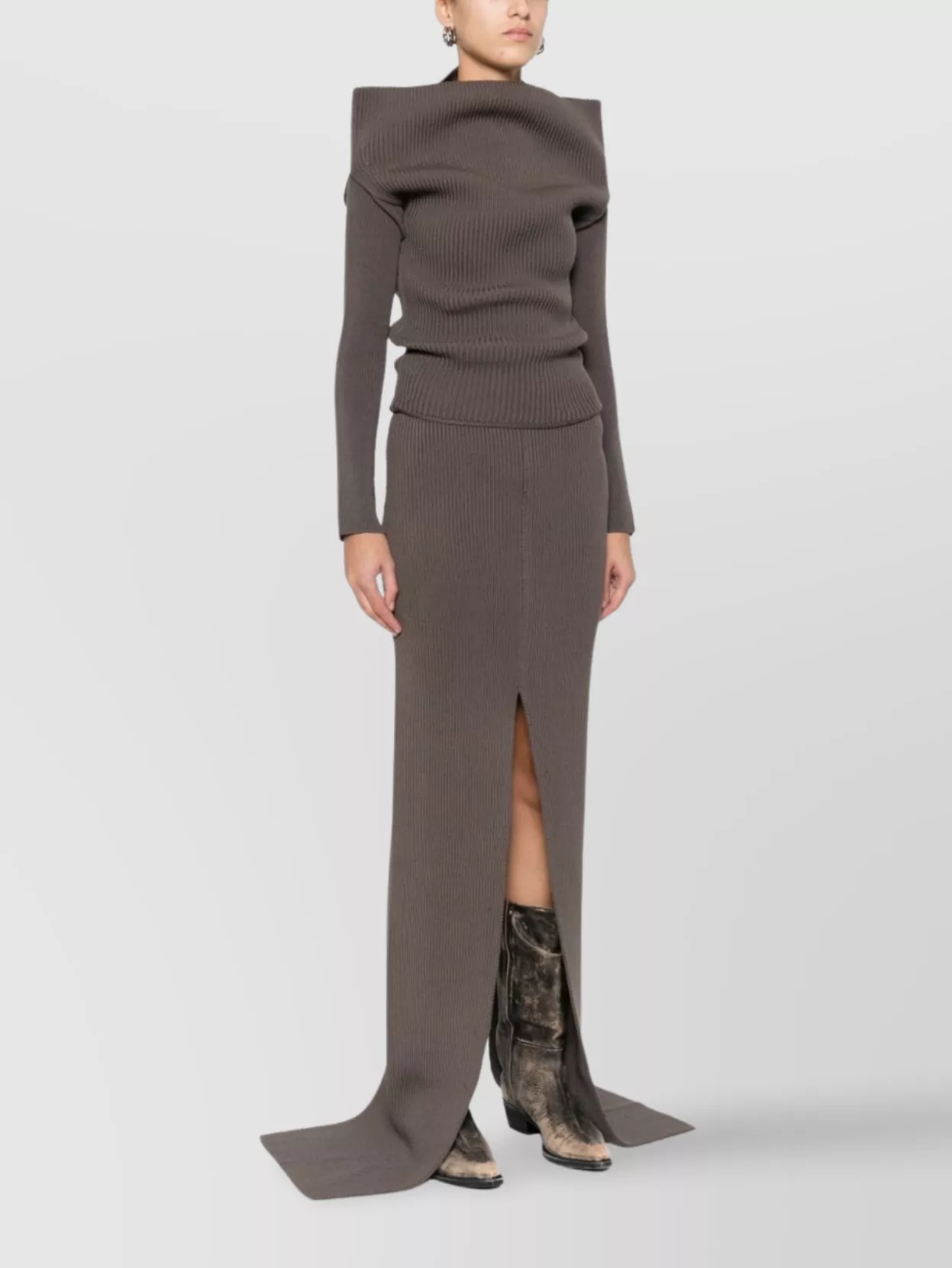 Rick Owens Off-The-Shoulder Knitwear Front Slit