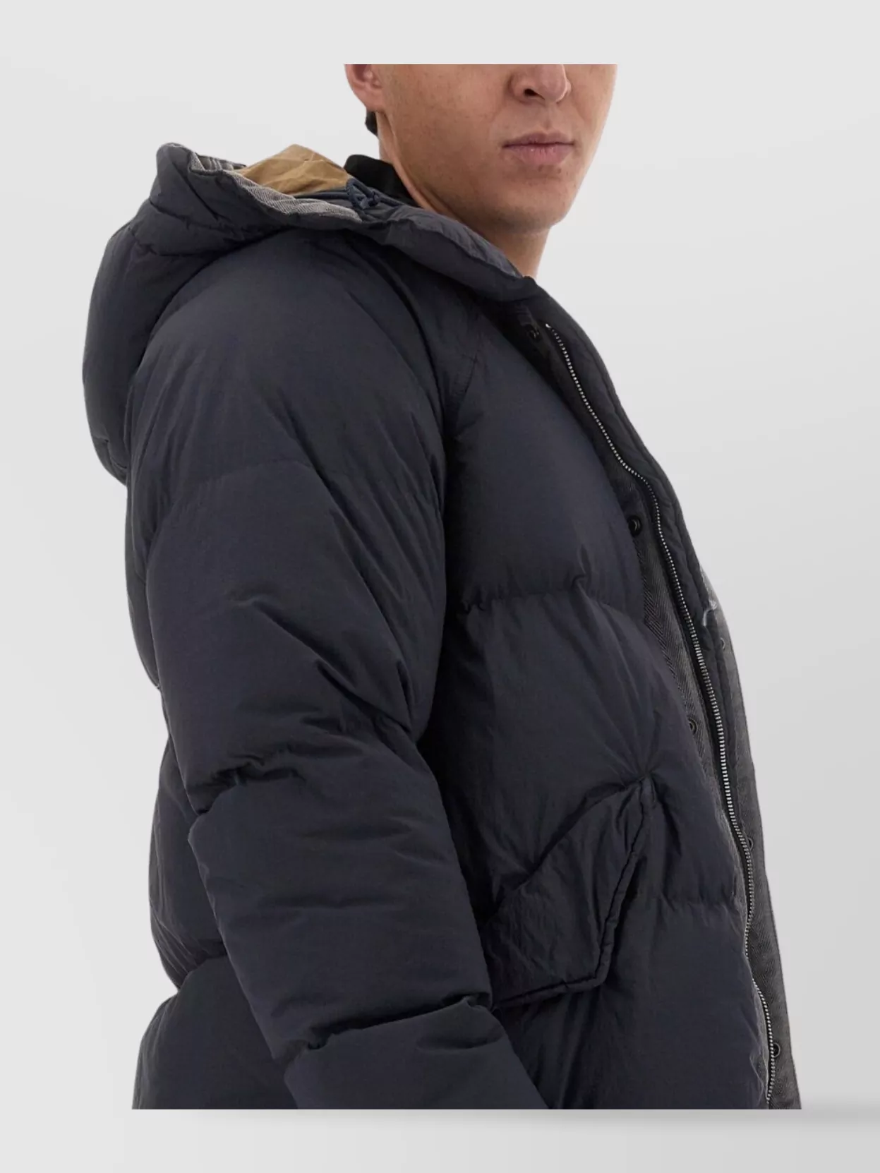 Ten C Quilted Hoodie Front Pockets