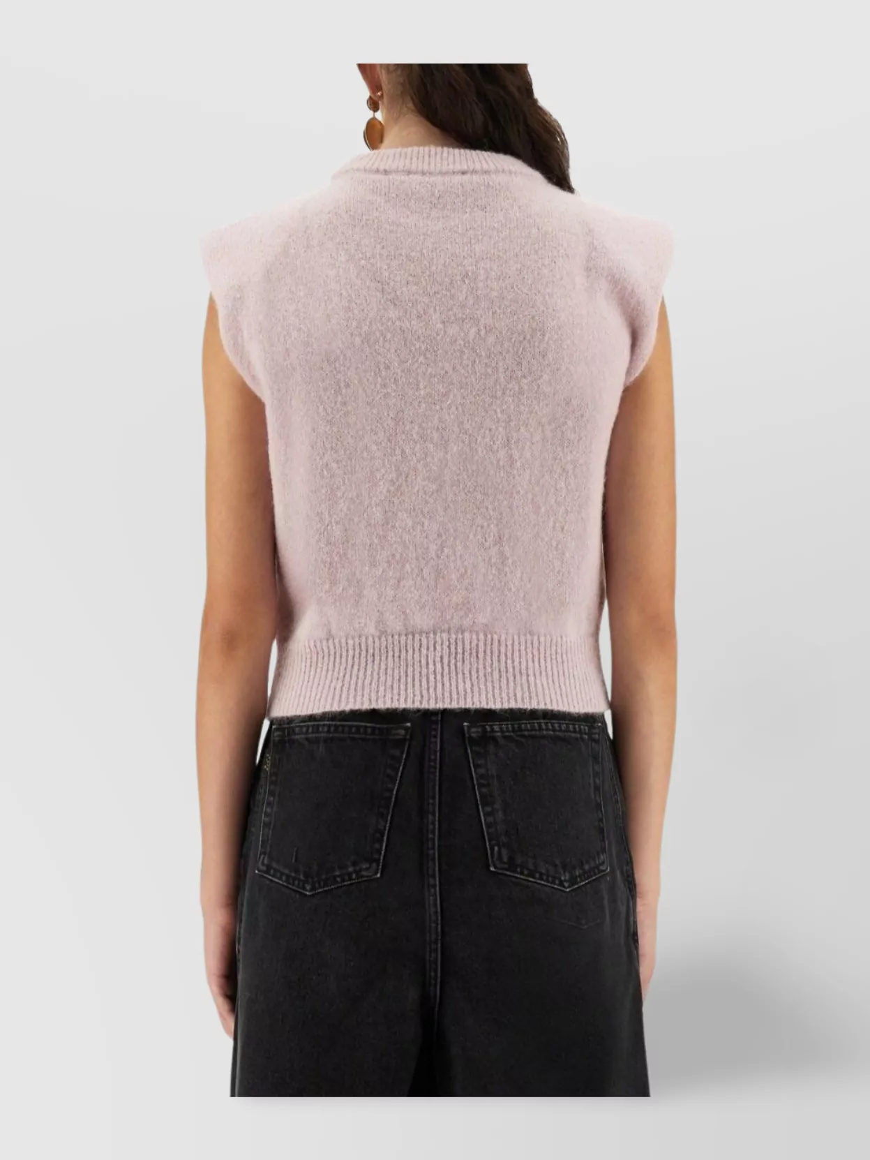 Rotate Birger Christensen Sleeveless Textured Ribbed Hem Top In Pink