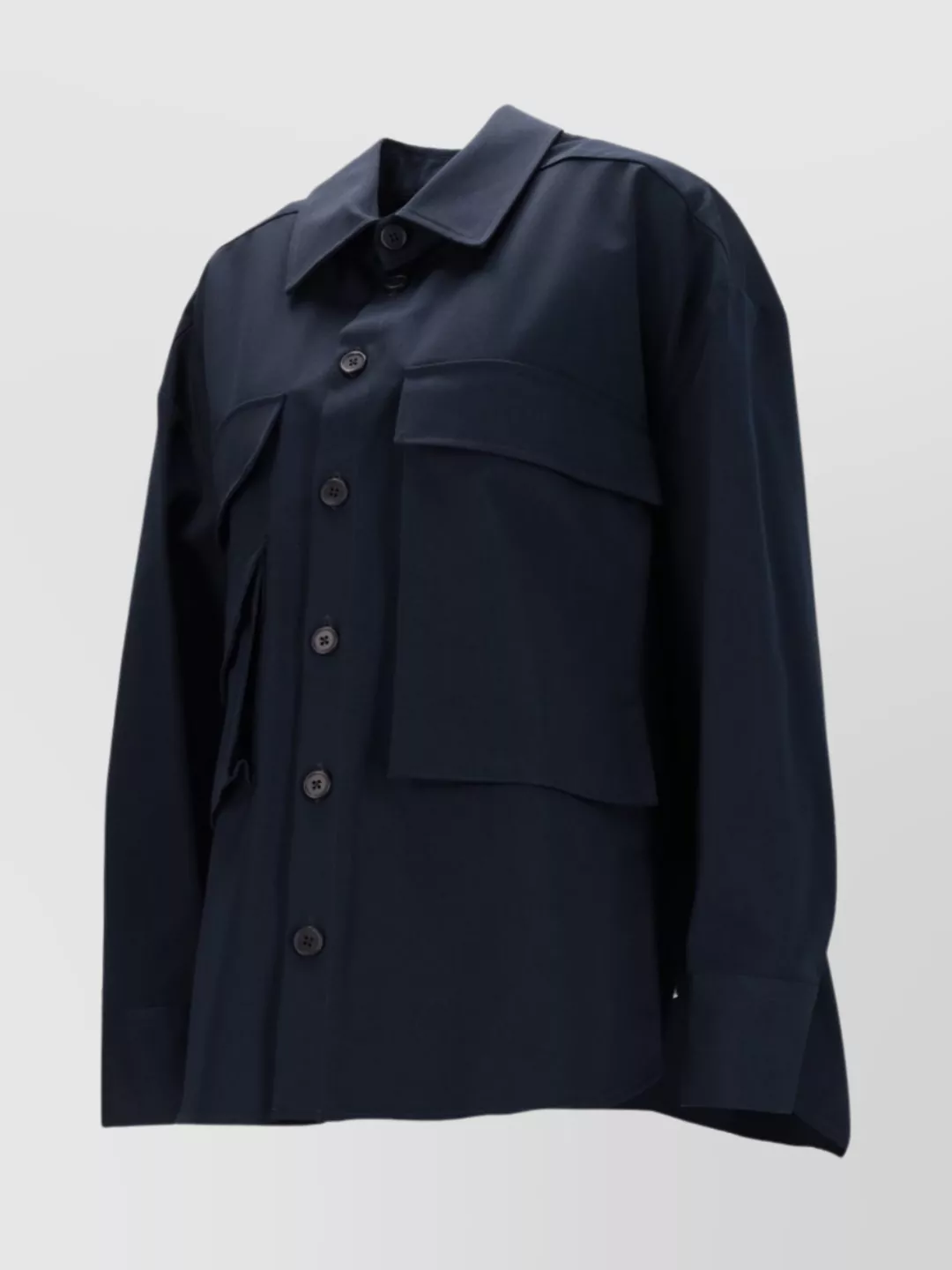 Parosh Long Sleeve Collared Shirt With Pleated Back