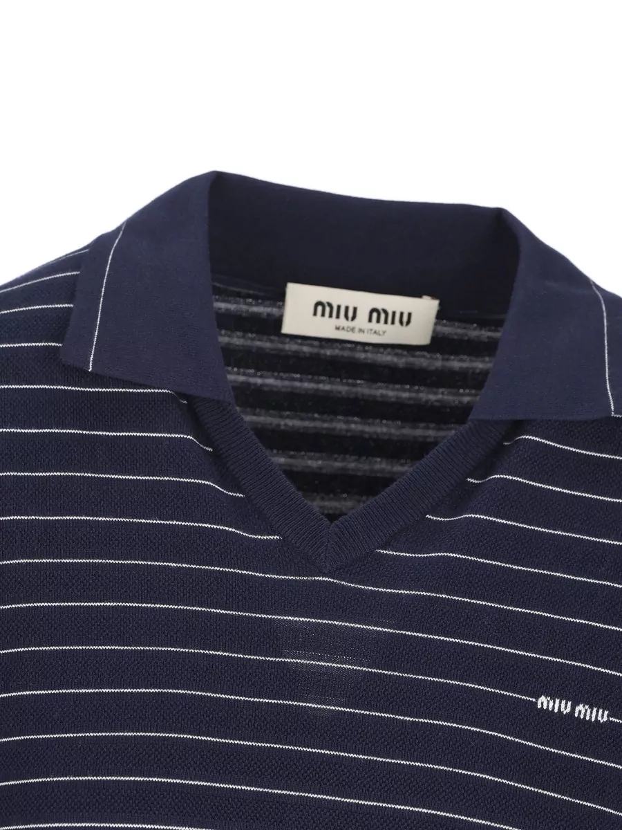 Miu Miu Cotton V-Neck Short-Sleeve Jumper