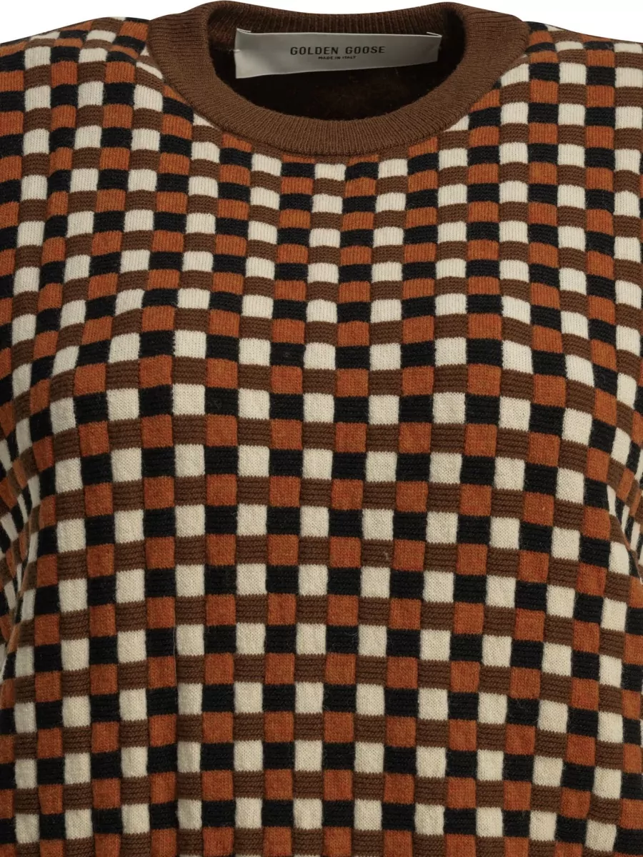 Golden Goose Wool Checked Ribbed-Knit Sleeveless Vest