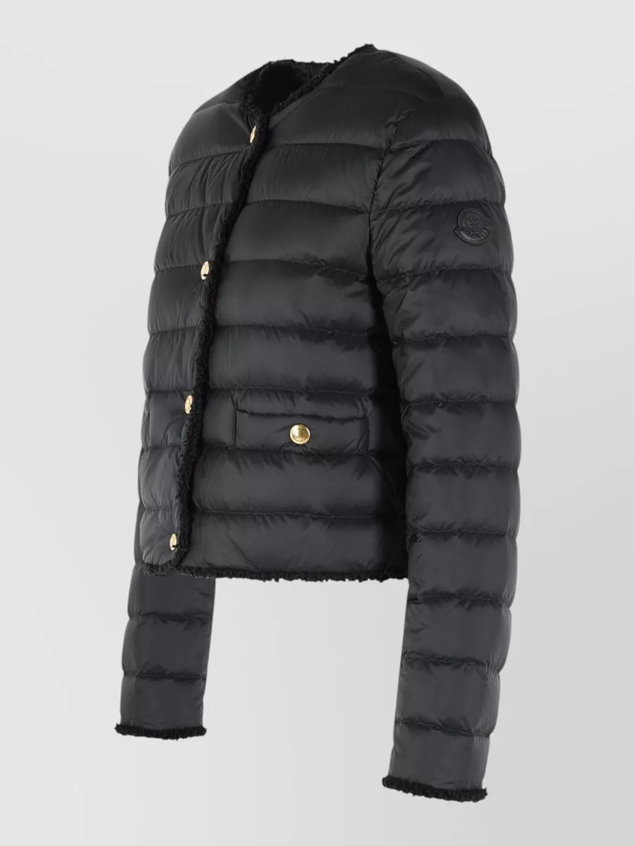 Moncler Fleurs Short Down Jacket Bouclé Trim
