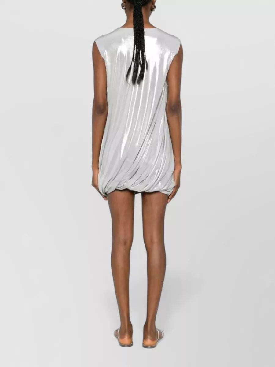 Norma Kamali Metallic Draped Sleeveless Mini Dress