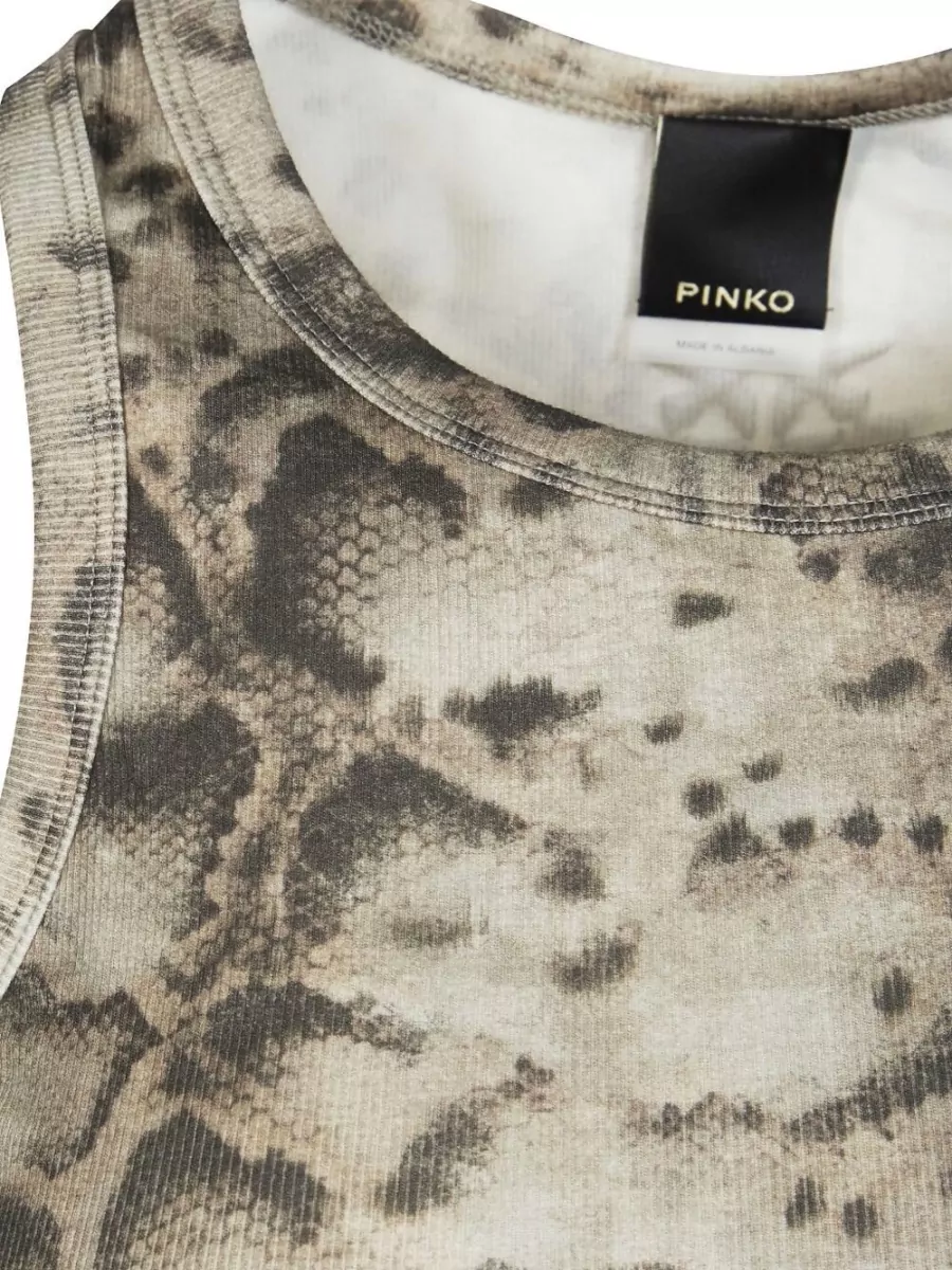 Pinko Ribbed Snakeskin-Print Tank Top
