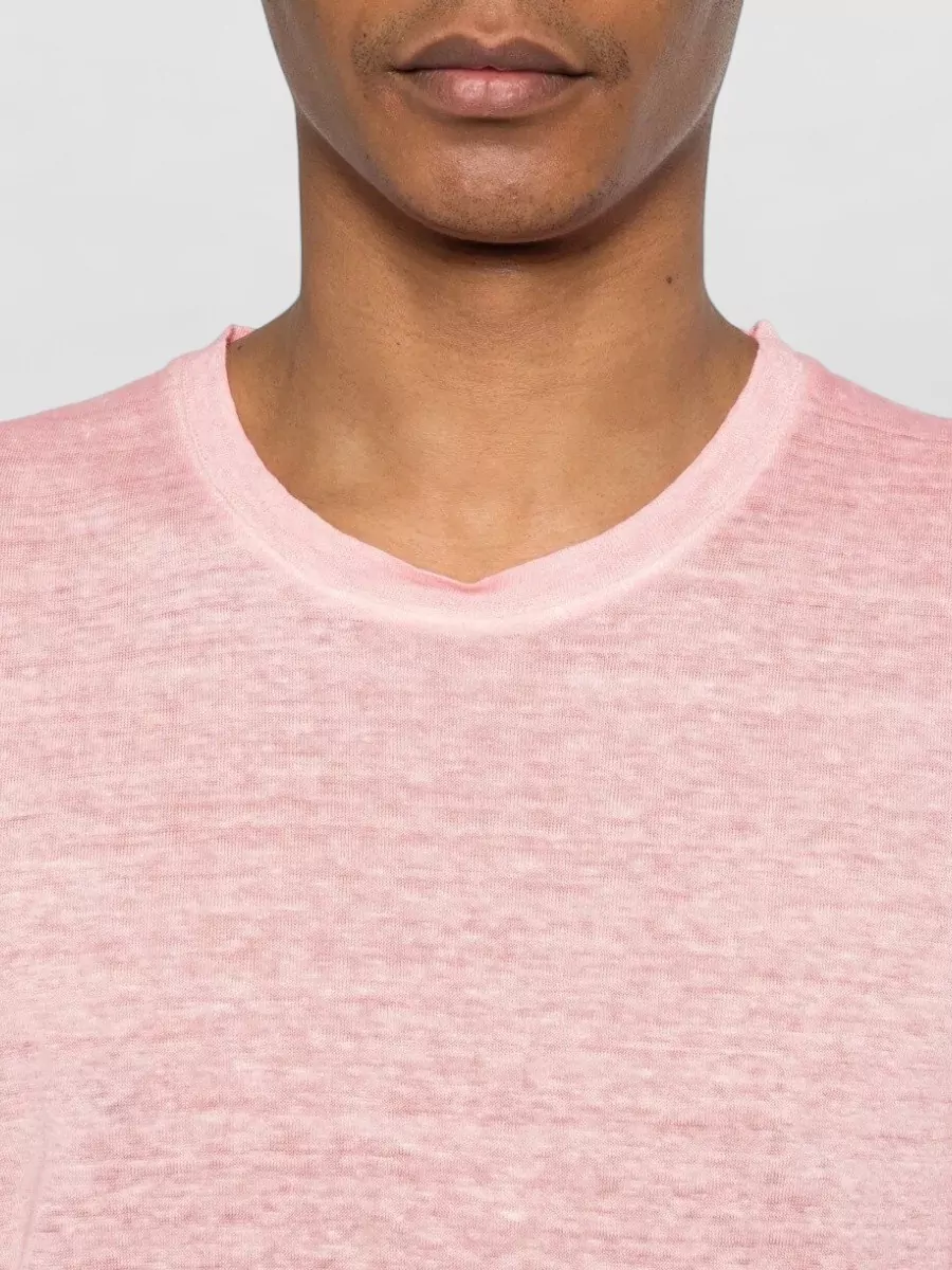 120% Lino Linen Crew Neck Short-Sleeve T-Shirt