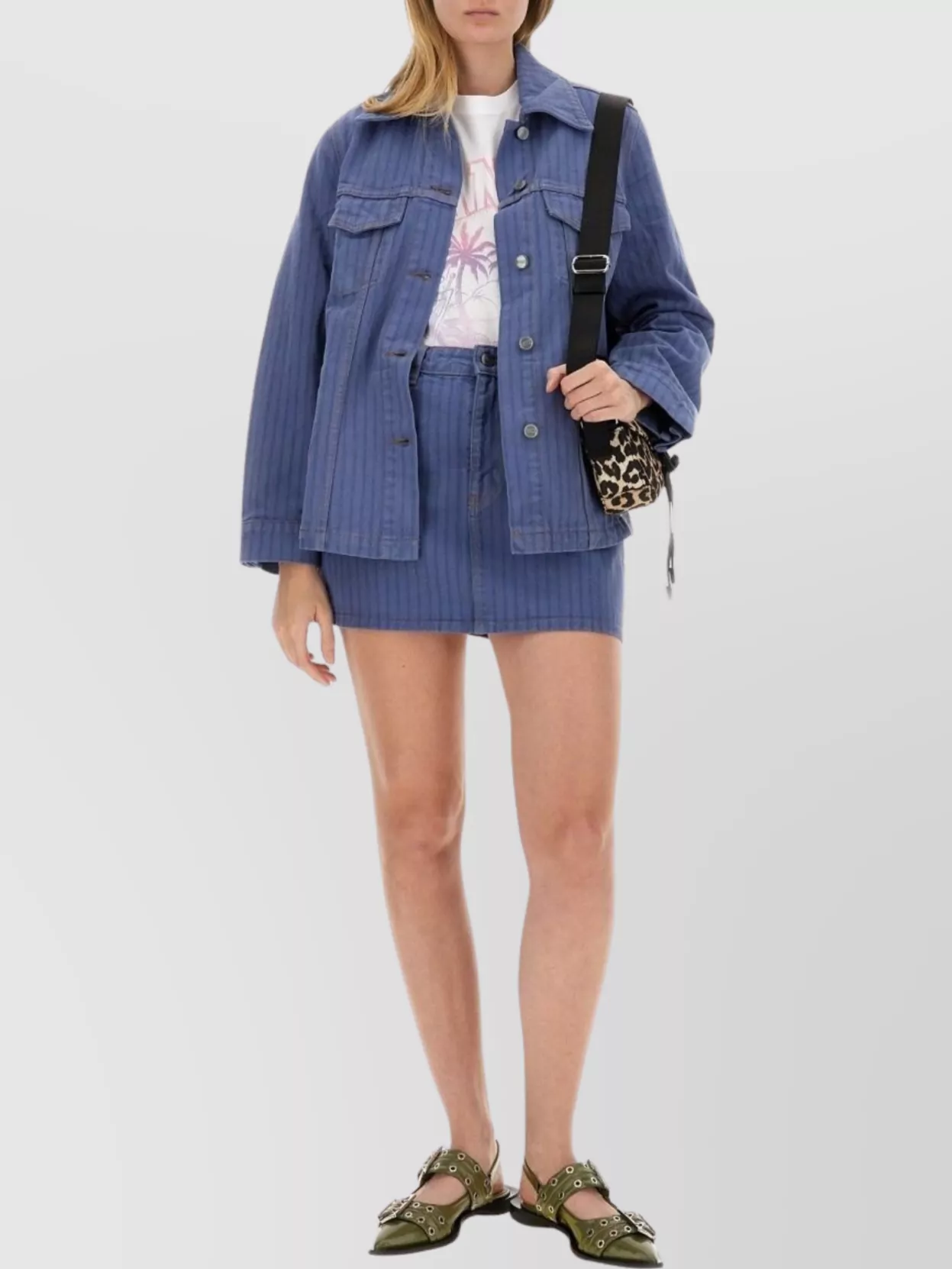 Ganni Short Skirt Striped Pattern
