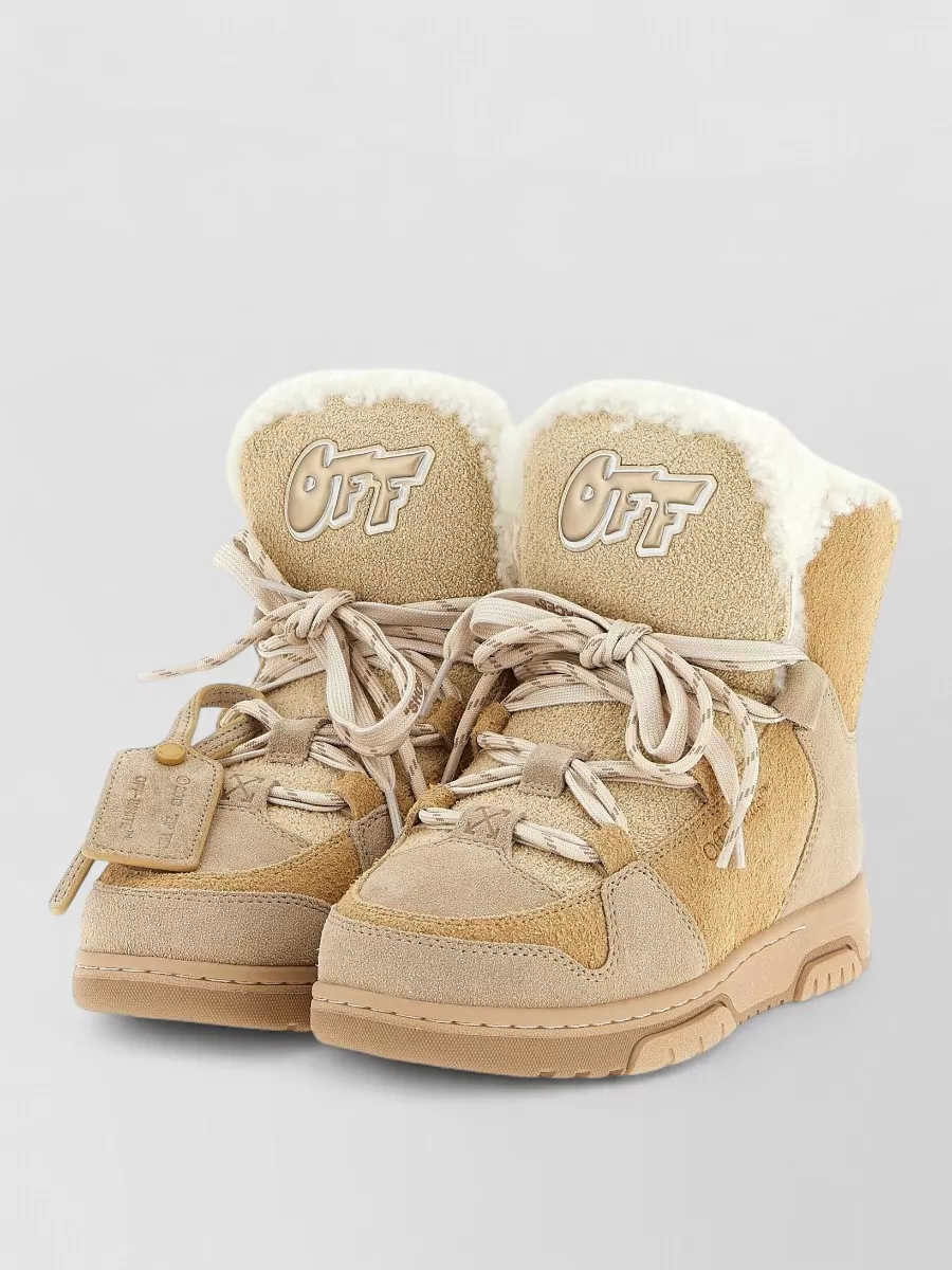 Off-White leather winter lace-up ankle boots
