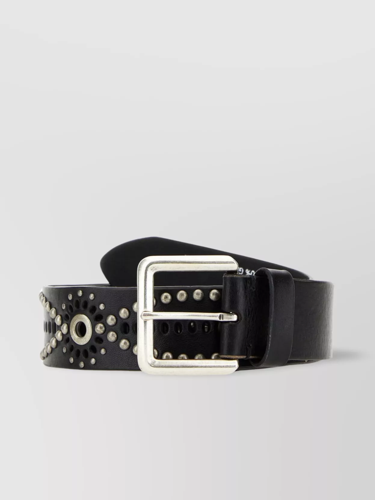 Shop Golden Goose Embossed Leather Belt With Cut-out Studs