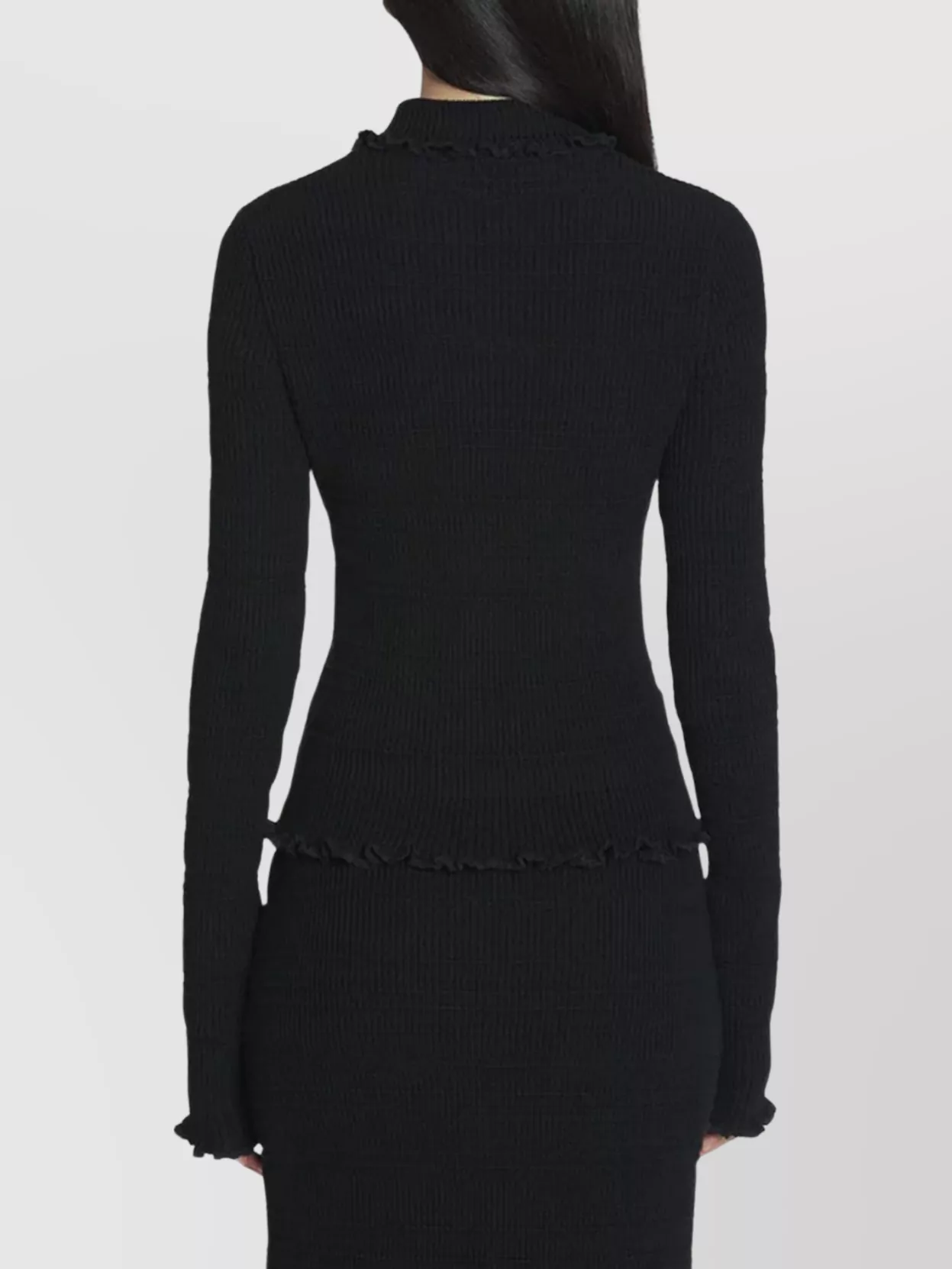 Lanvin Ribbed Knit Frilled Edge Cardigan