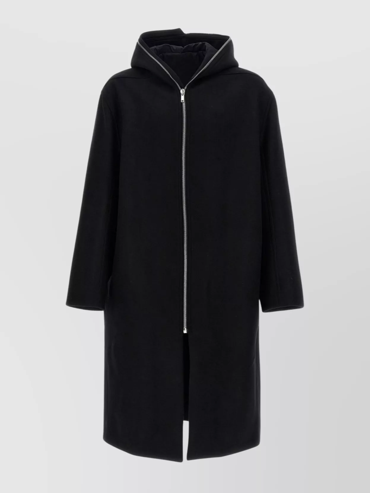 Rick Owens Dracucollar Fold-neck Zip-front Leather Coat In Black