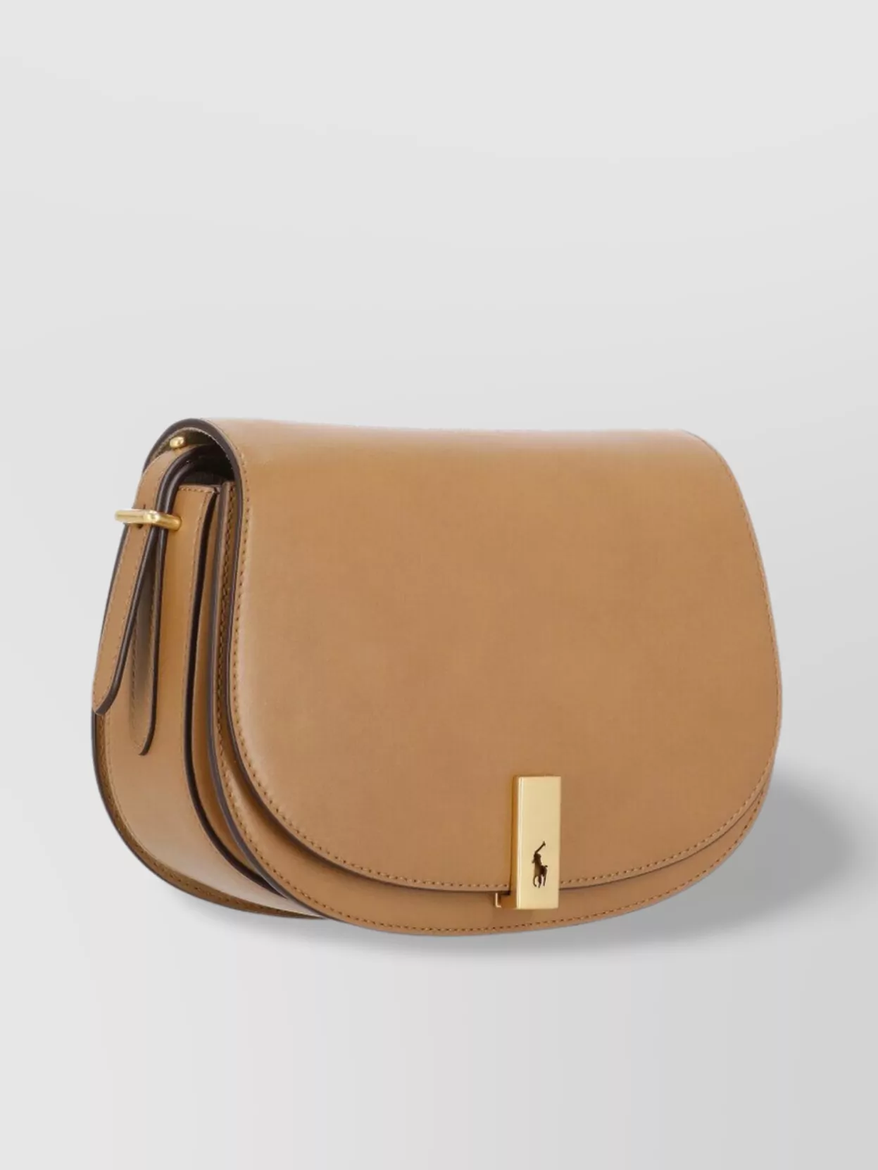 Ralph Lauren Smooth Leather Shoulder Bag With Adjustable Strap In Nude