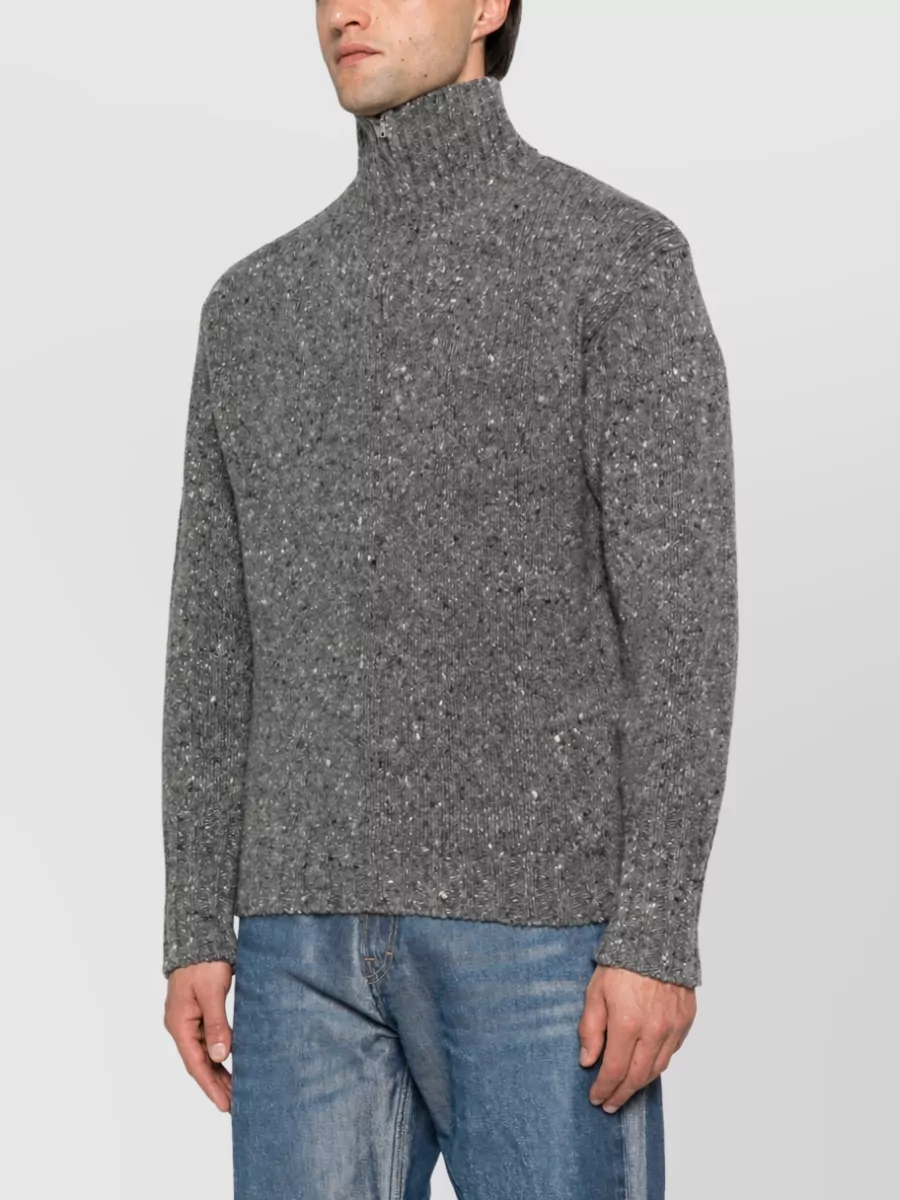 Auralee Wool Flecked Half-Zip Turtleneck Jumper