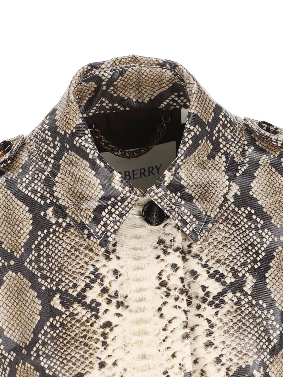 Burberry Python Print Cotton Belted Coat