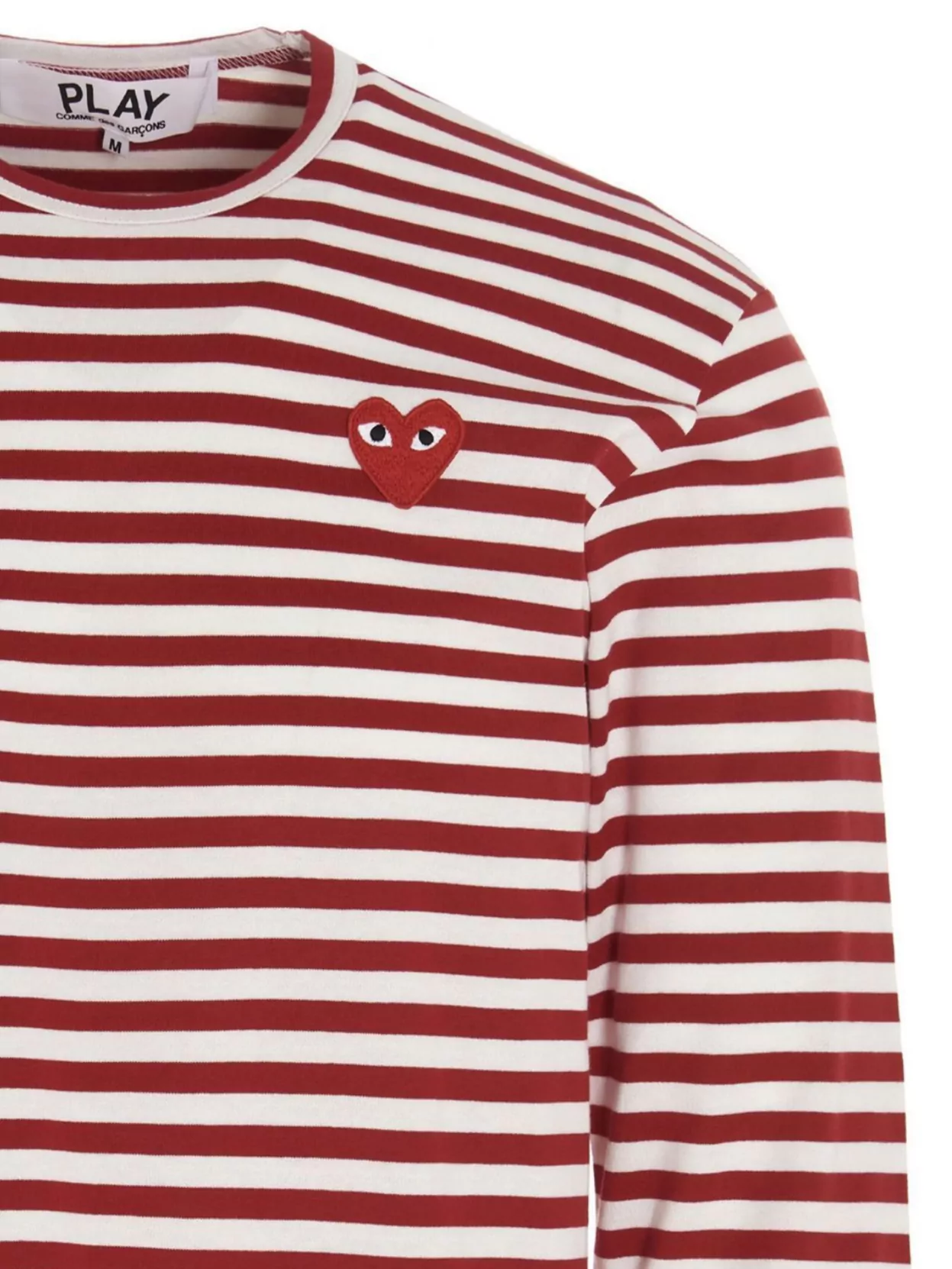 Comme Des Garçons Play Striped Logo Patch Long Sleeve T-Shirt