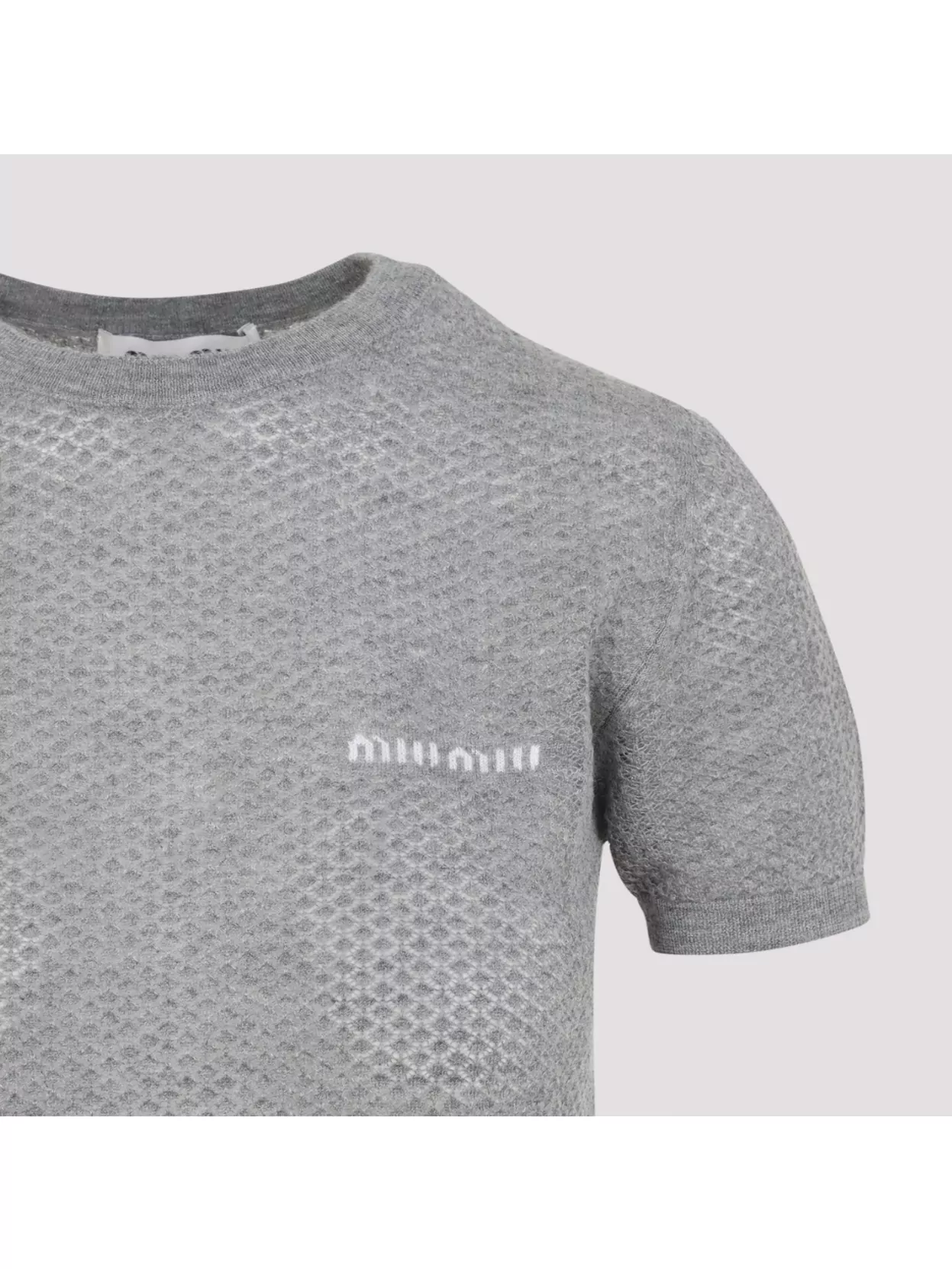 Miu Miu Textured Pattern Cashmere T-shirt