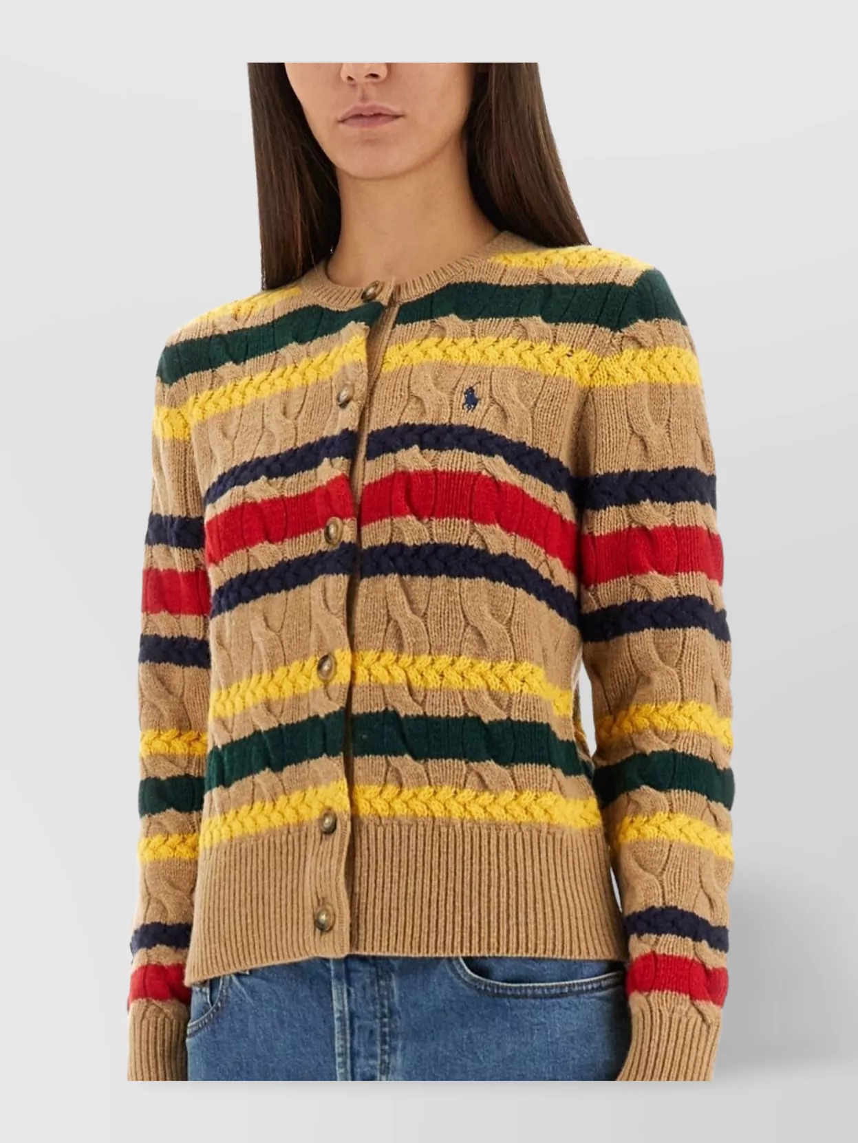 Polo Ralph Lauren Striped Knit Cardigan Cable Design