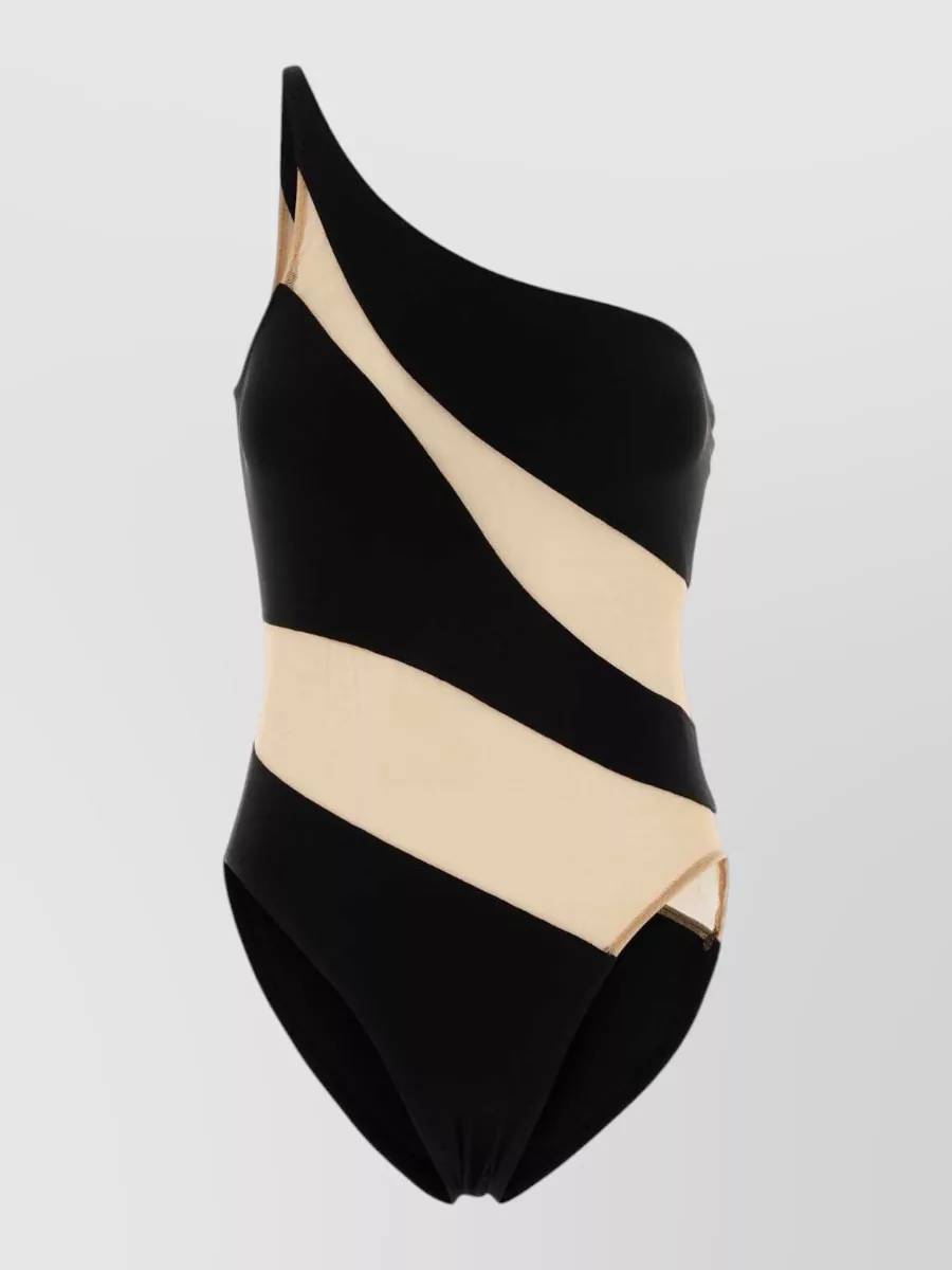 Norma Kamali Asymmetric One-Shoulder Panelled Bodysuit
