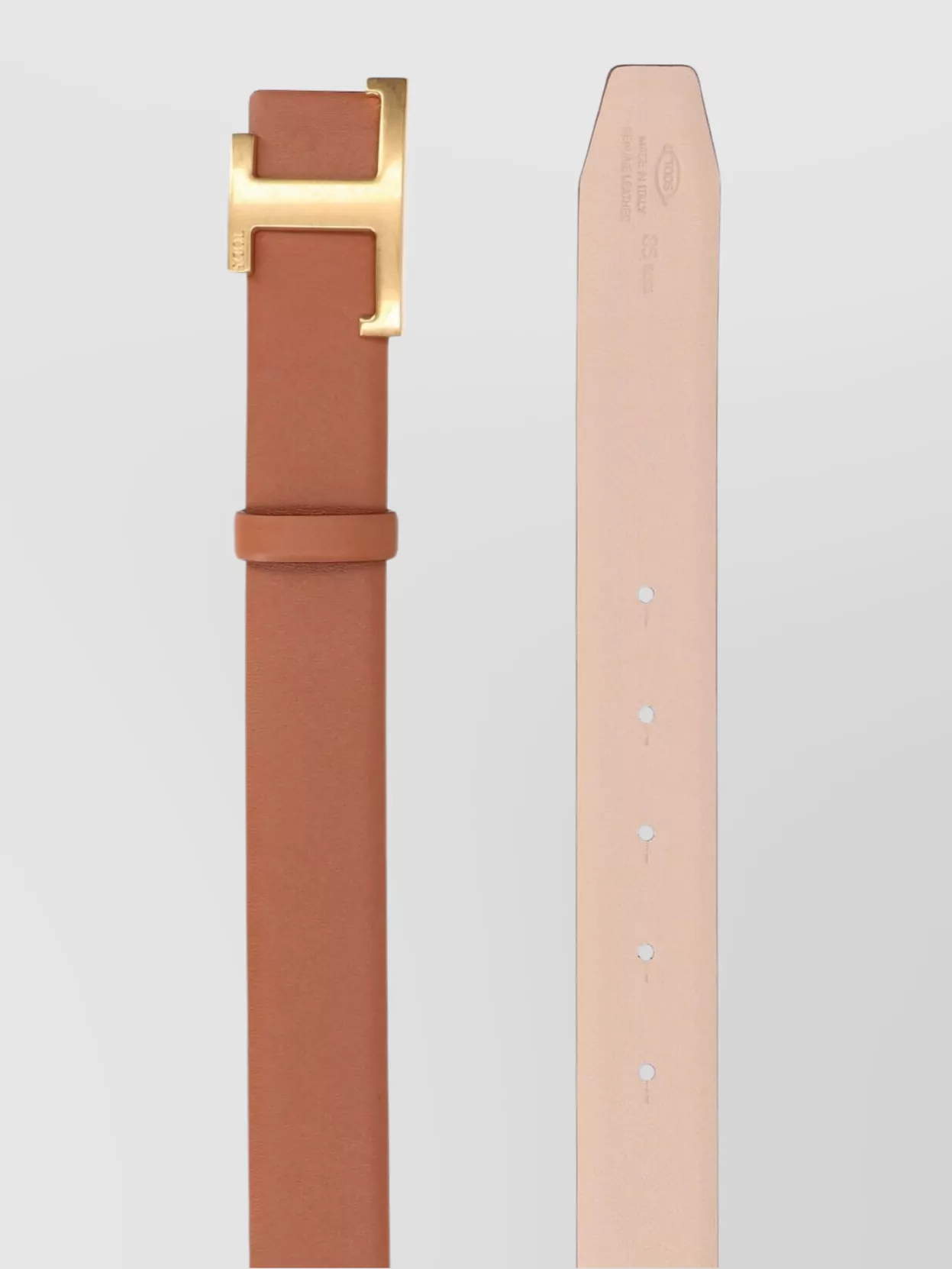 Tod's Adjustable Length Smooth Finish Gold-tone Buckle Belts In Brown