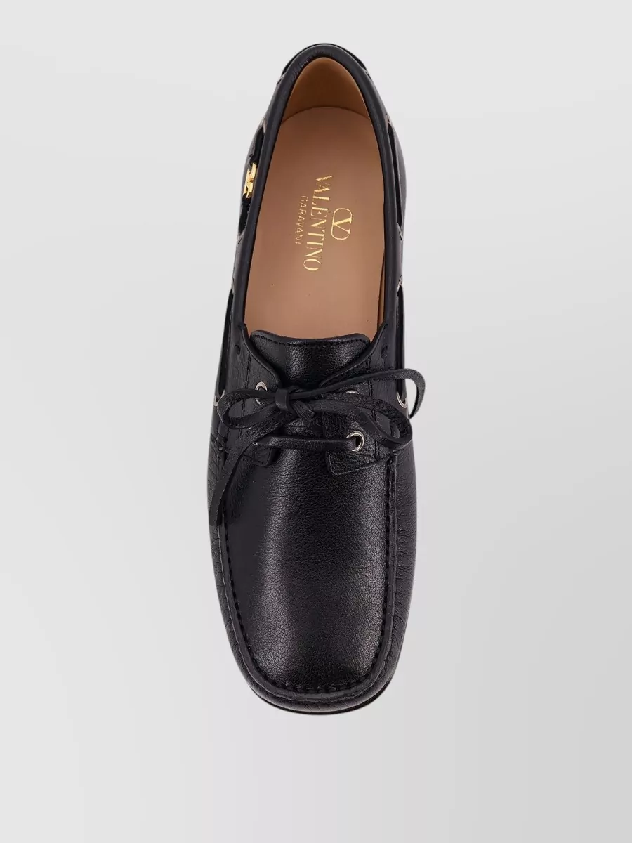 Valentino Garavani Loafers Featuring Metal Eyelets Round Toe