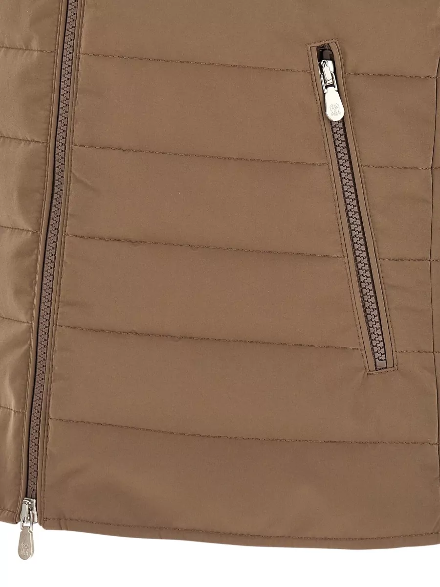 Brunello Cucinelli High Collar Quilted Vest Side Zipper Pockets