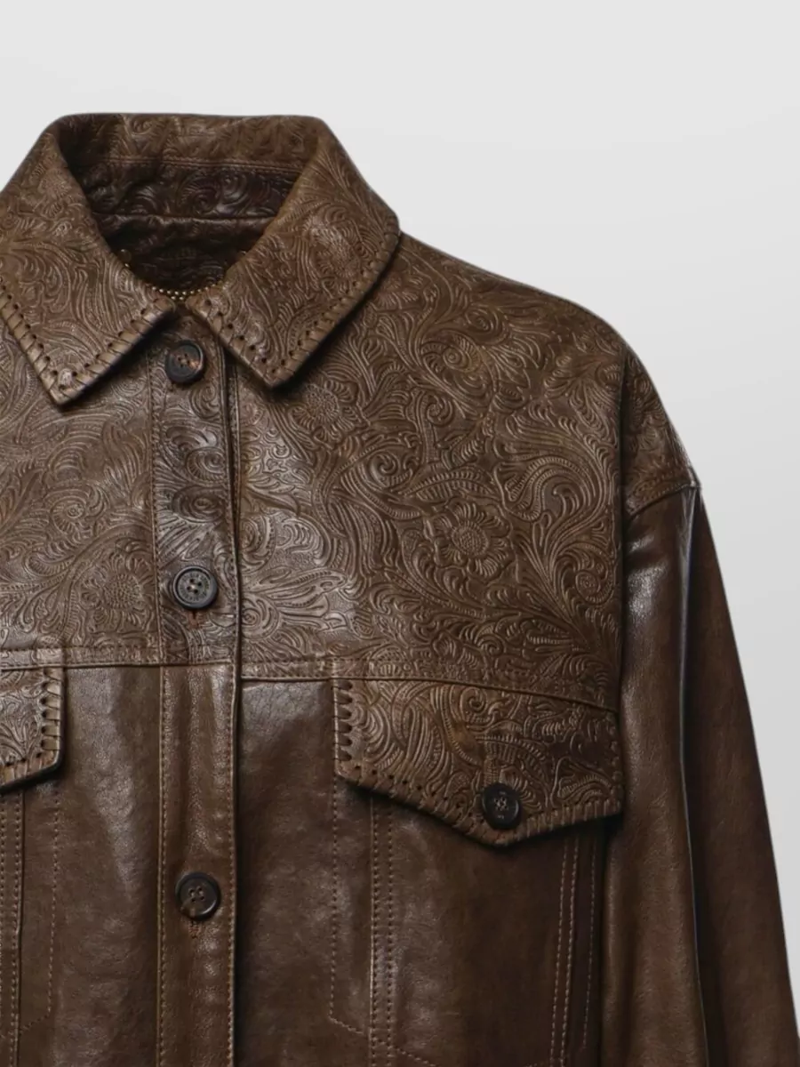Golden Goose Leather Embossed Regular-Fit Shirt Jacket