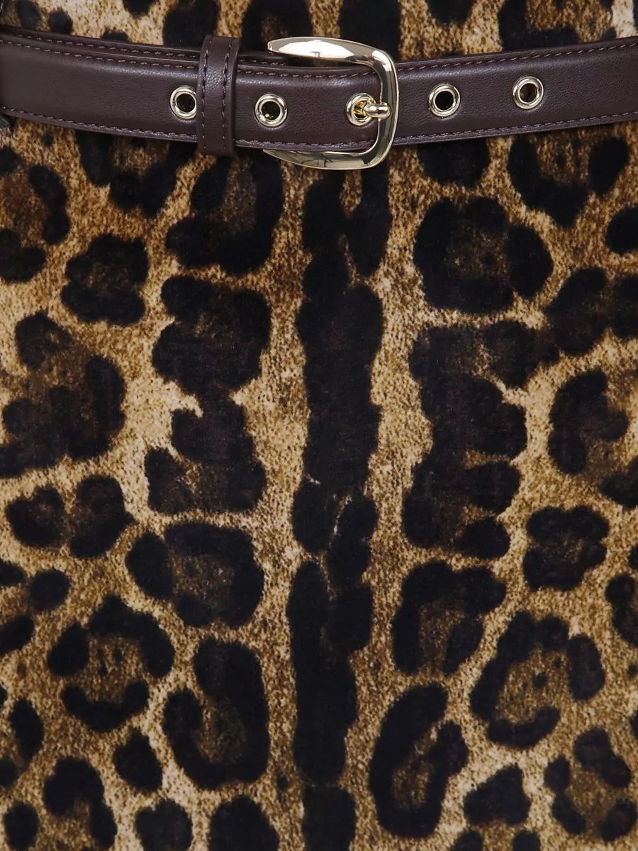 S Max Mara Leopard Velvet A Line Skirt