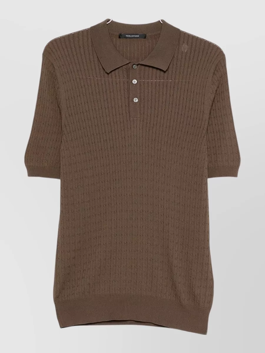Tagliatore cable-knit cotton polo shirt