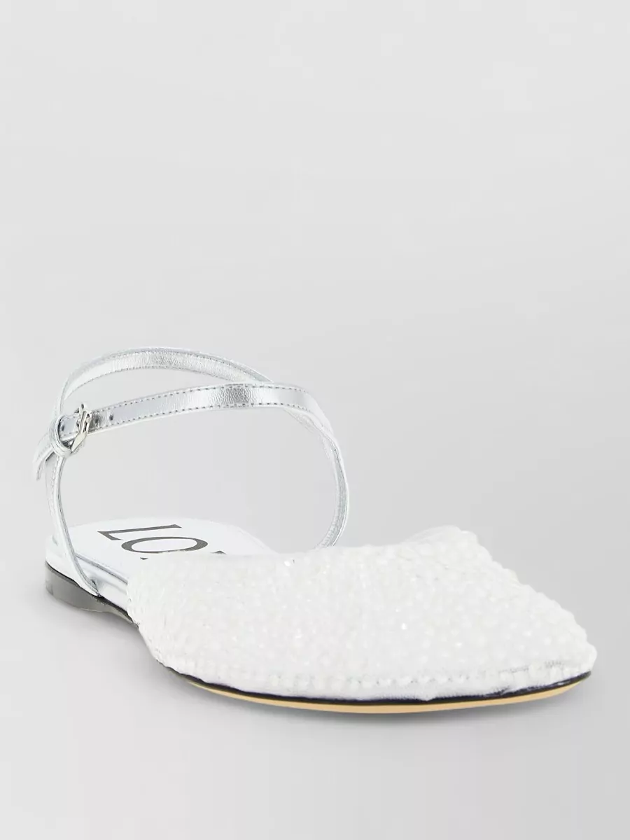 Loewe leather rhinestone mesh ballet flats