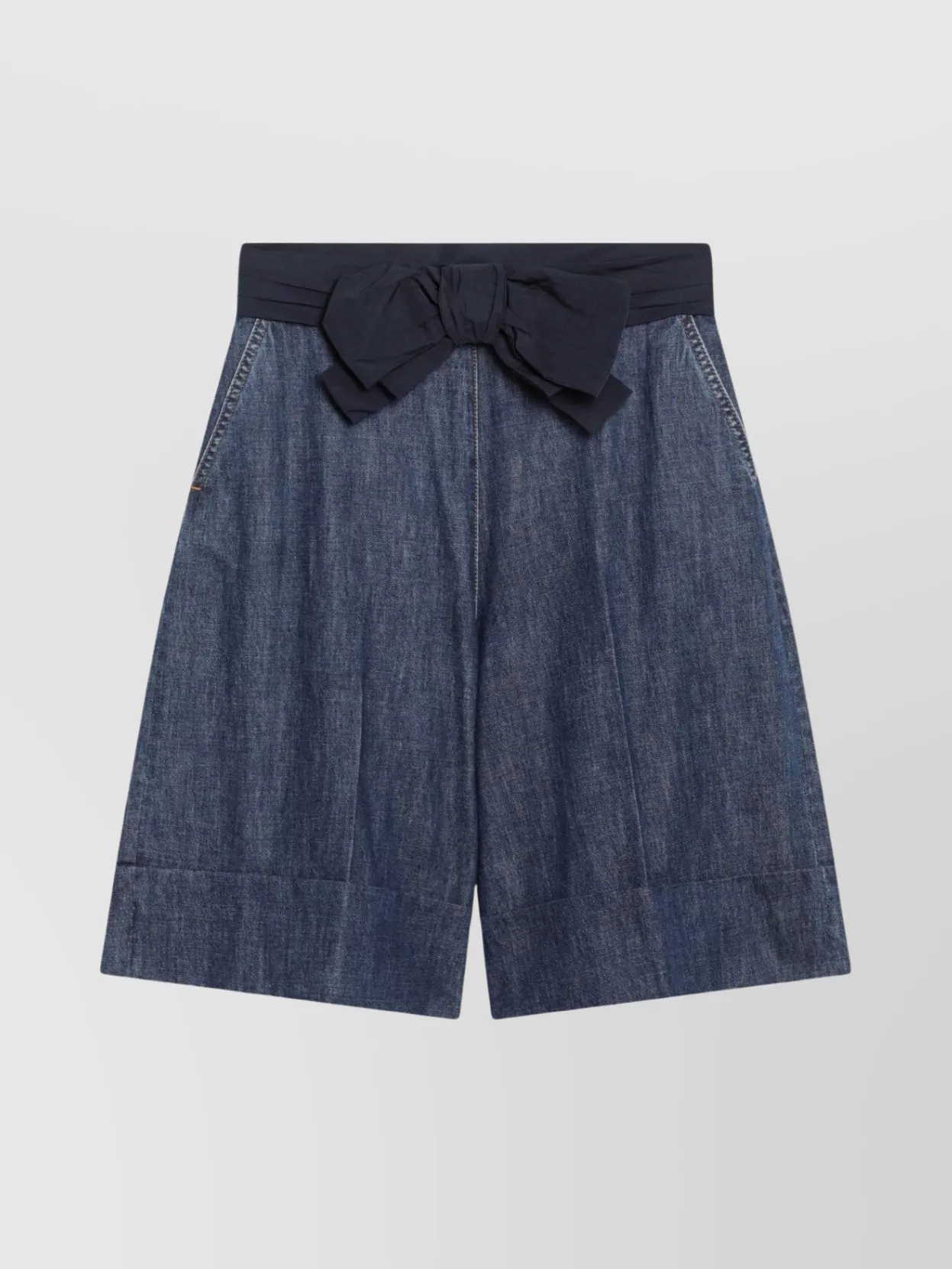 Valentino Garavani Denim Bermuda Shorts With Oversized Bow