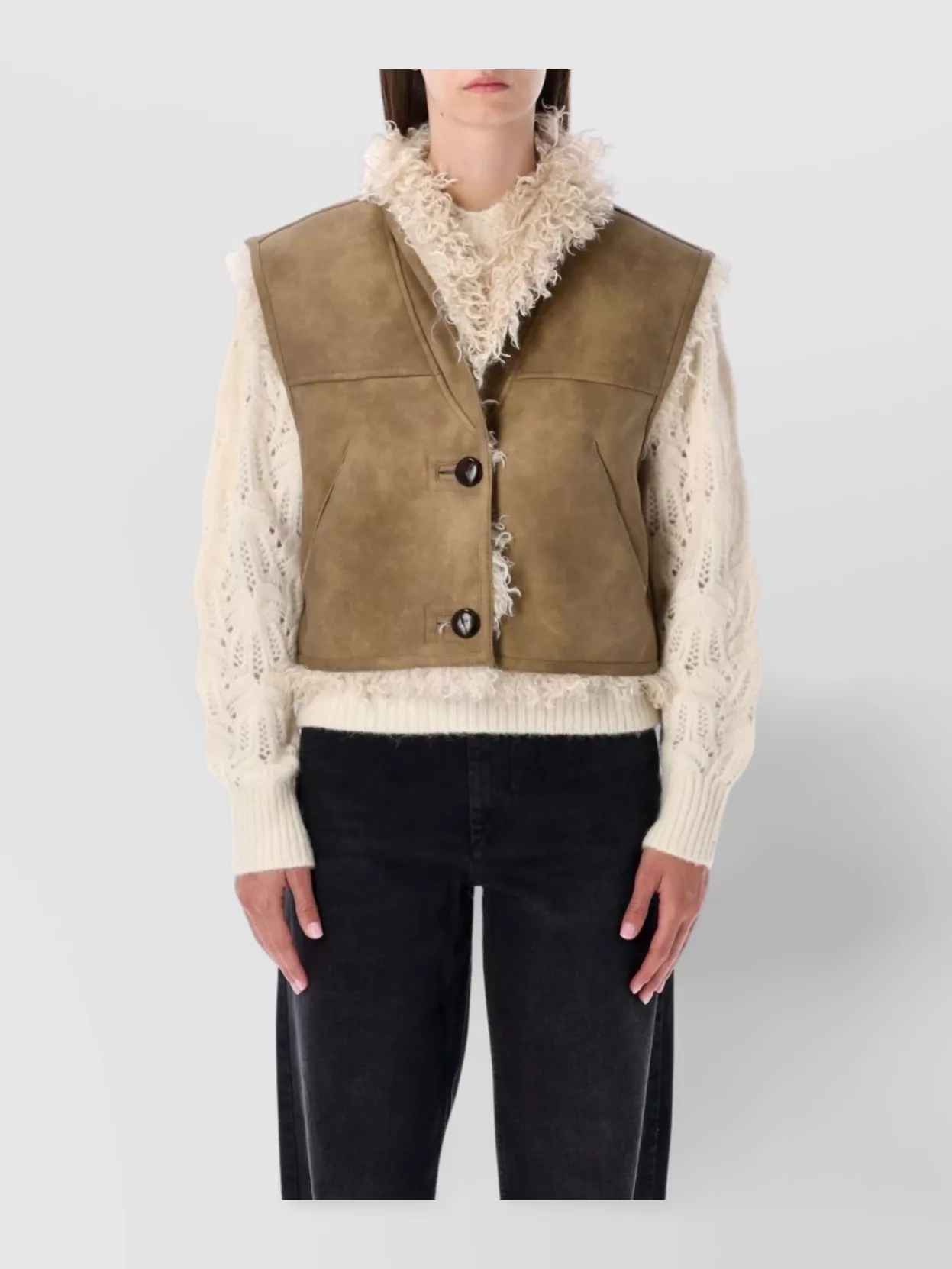 Isabel Marant Étoile Luxe Shearling Sleeveless Vest In Neutral