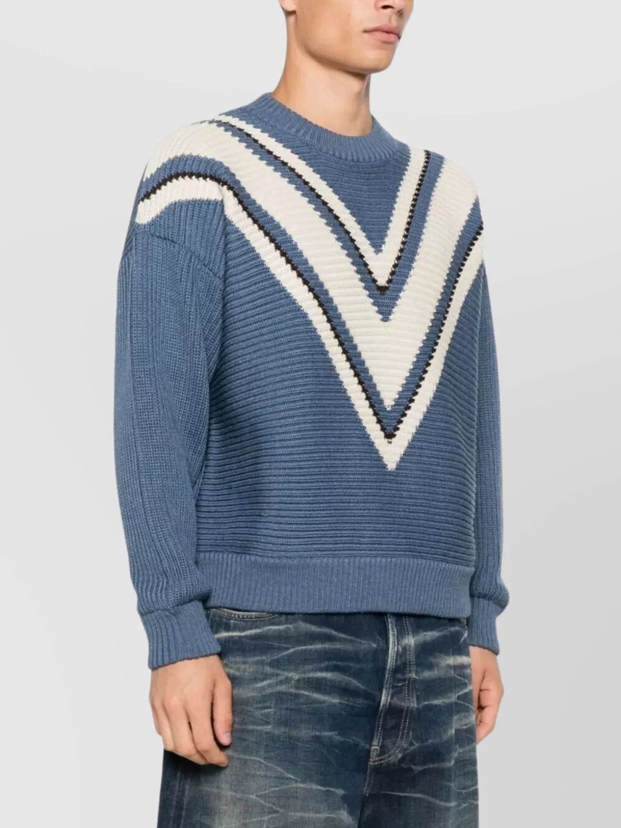 Golden Goose Chevron Wool Sweater Crew Neck Long Sleeves