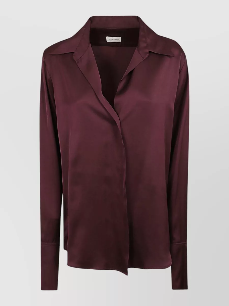 Dries Van Noten Silk satin v-neck shirt