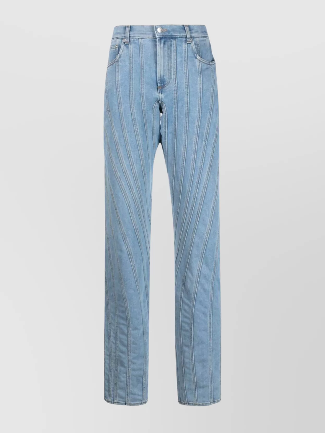 Shop Mugler Wide Leg Low-rise Trousers In Blue
