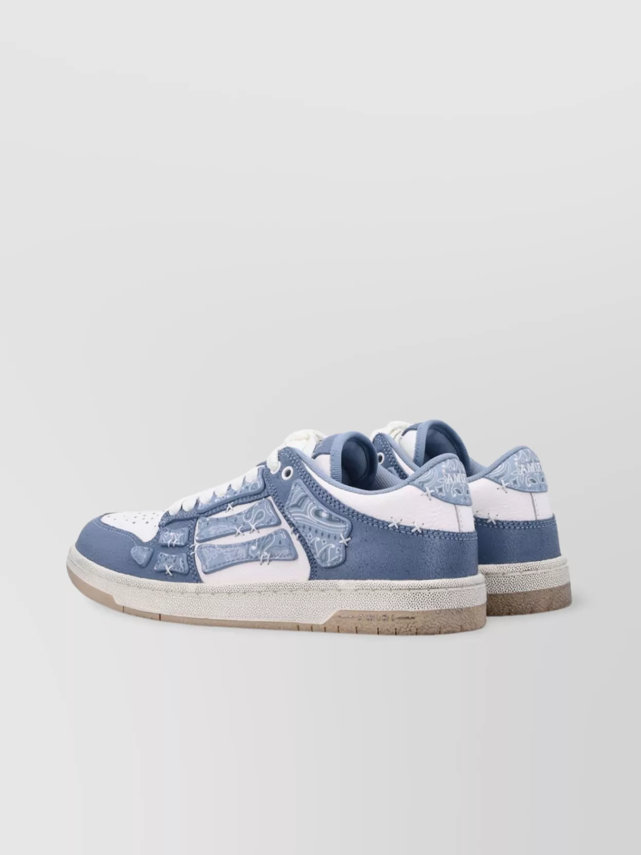 Amiri Light Blue Leather Bandana Skel Low Top Sneakers