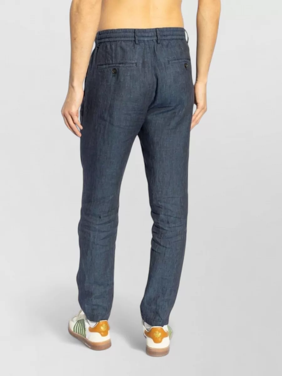 Paul & Shark Linen Trousers Belt Loops Back Pockets