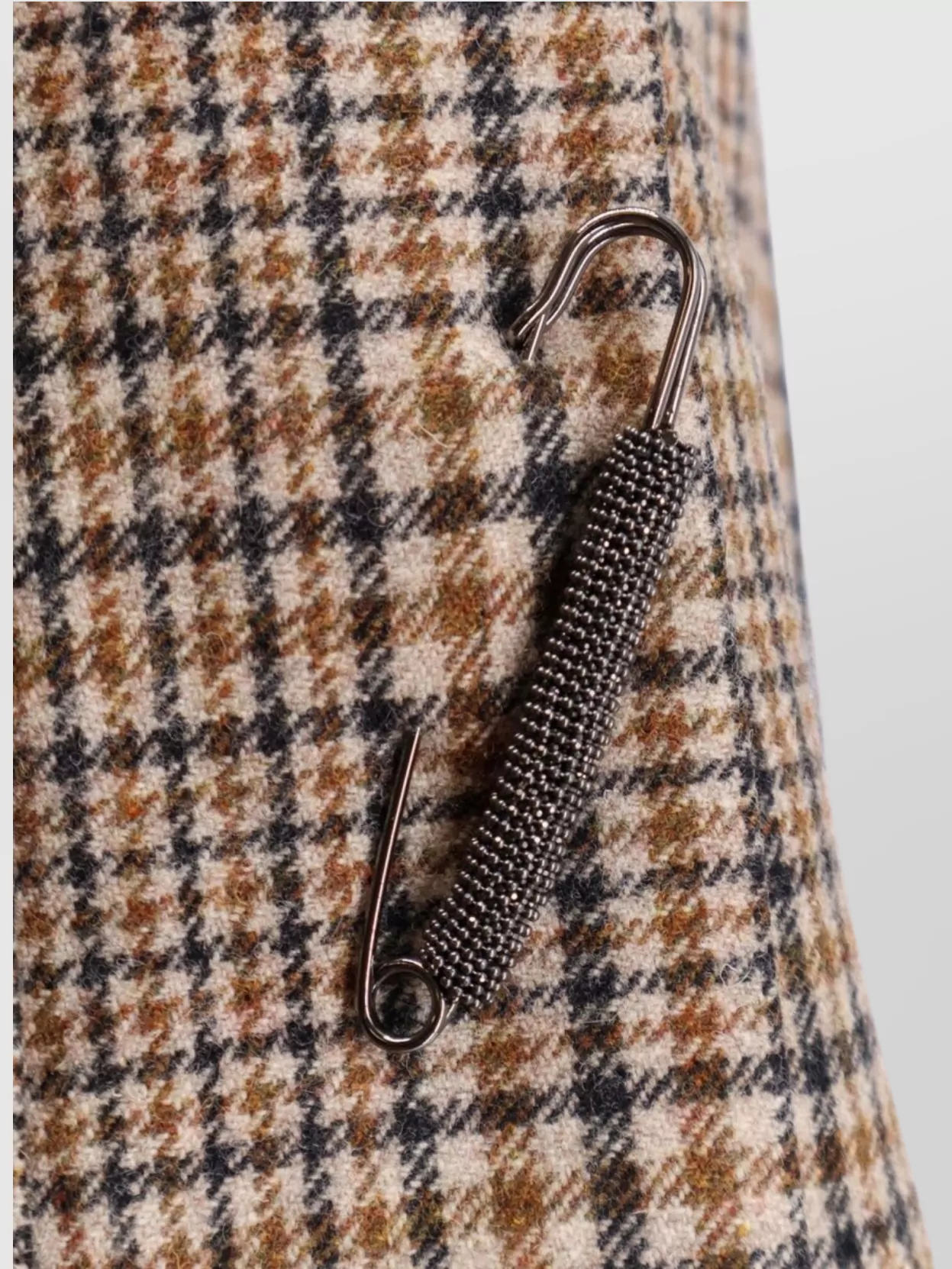 Brunello Cucinelli High-Waisted Pleated Kilt Safety Pin Detail